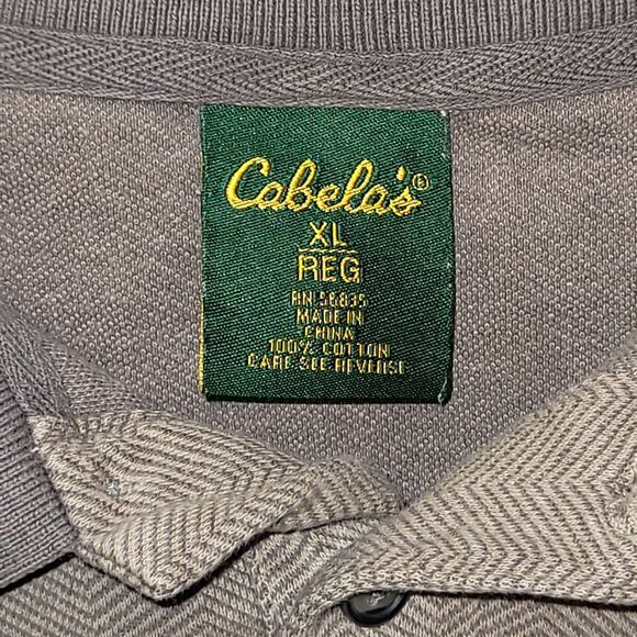 Cabela's Mens XL Brown Short Sleeve POLO Shirt Casual Golf  Herringbone - Picture 3 of 10